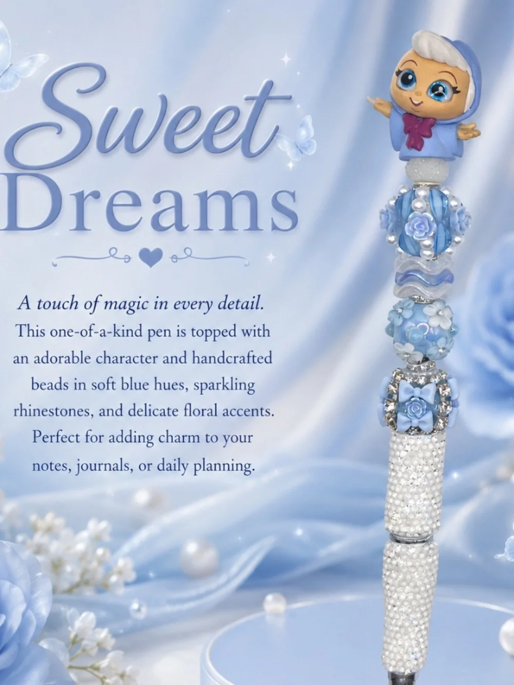 Whimsical Blue Bloom Pen